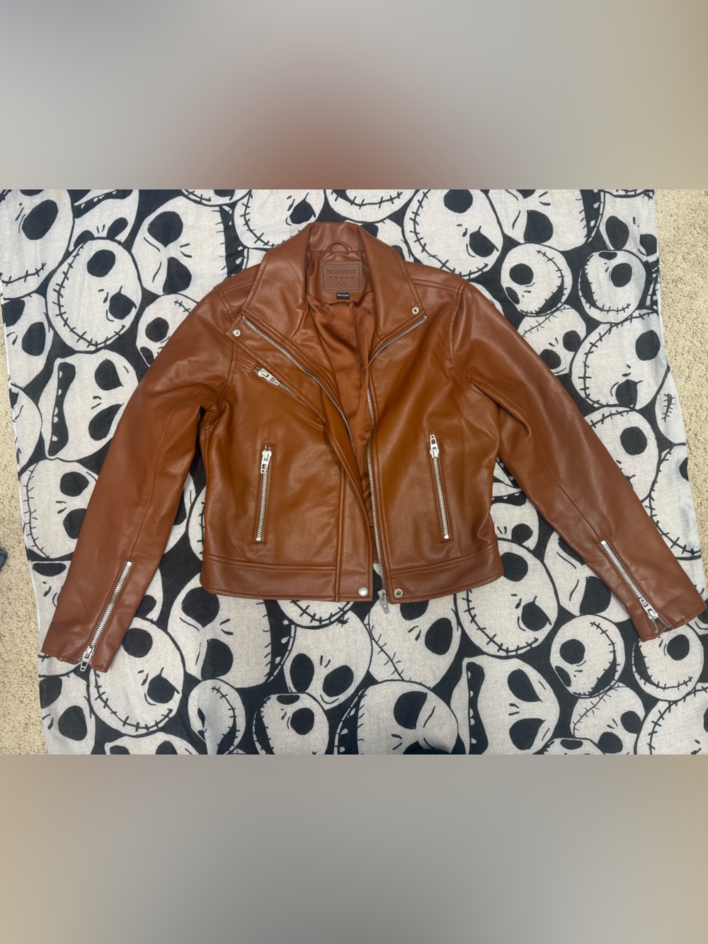 Blank NYC Women’s Brown Leather Bomber Jacket